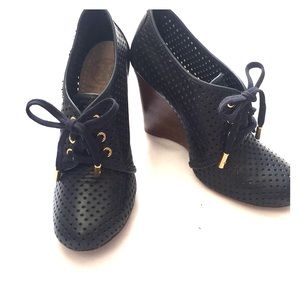 Tory Burch Perforated Wedges size 6.5 navy